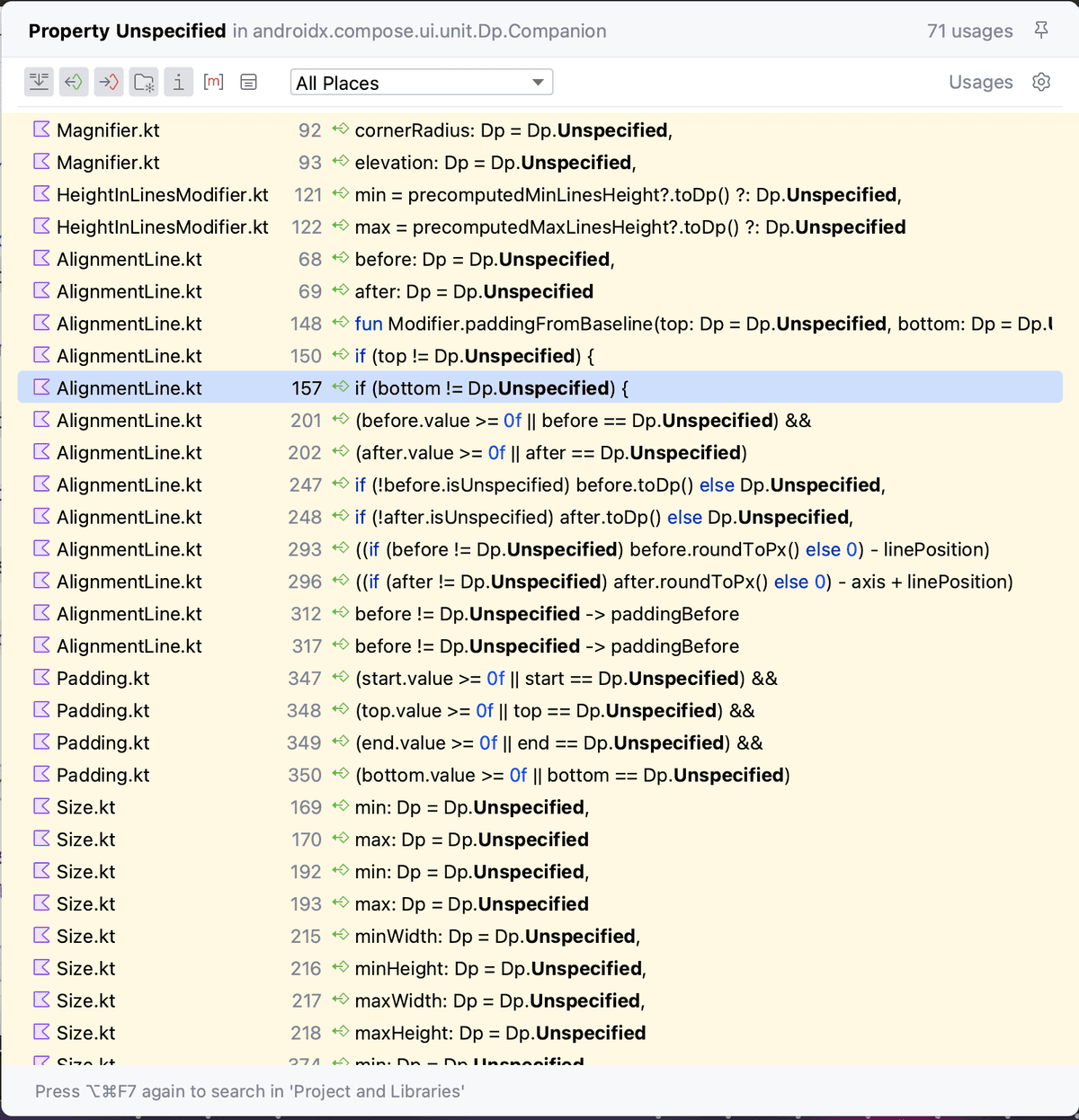 Dp.Unspecified is usually used as default value in Jetpack Compose source code