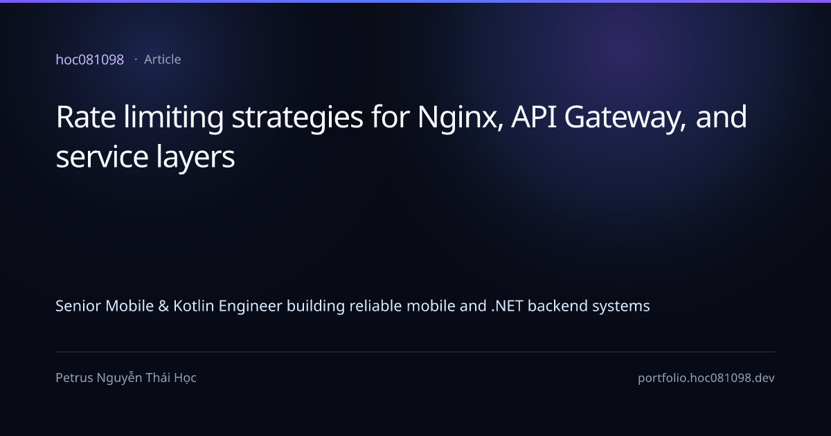 Rate limiting strategies for Nginx, API Gateway, and service layers ...